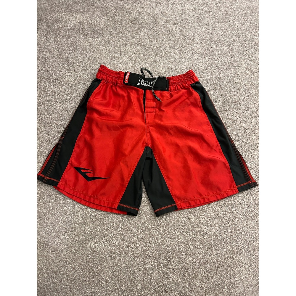 Everlast‎ MMA Grappling Shorts Mens 34 Red Excellent Side Slit Training Trunks